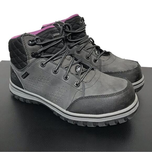 Skechers Womens McColl Composite Toe Waterproof Work Boots Gray Black Purple 8 - Picture 3 of 16